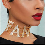 Shiny Rhinestone Choker Necklace Letter for Women FANCY Big Crystal