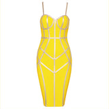 Women Bandage with gold straps Dress