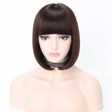 Short Synthetic Bob Wigs With Bangs For Women  Heat Resistant