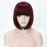 Short Synthetic Bob Wigs With Bangs For Women  Heat Resistant