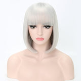 Short Synthetic Bob Wigs With Bangs For Women  Heat Resistant