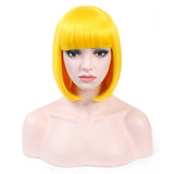 Short Synthetic Bob Wigs With Bangs For Women  Heat Resistant