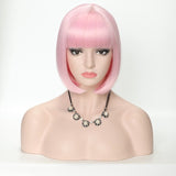 Short Synthetic Bob Wigs With Bangs For Women  Heat Resistant