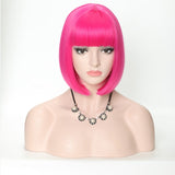 Short Synthetic Bob Wigs With Bangs For Women  Heat Resistant