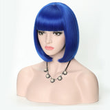 Short Synthetic Bob Wigs With Bangs For Women  Heat Resistant