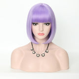 Short Synthetic Bob Wigs With Bangs For Women  Heat Resistant