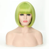 Short Synthetic Bob Wigs With Bangs For Women  Heat Resistant