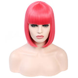Short Synthetic Bob Wigs With Bangs For Women  Heat Resistant