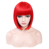 Short Synthetic Bob Wigs With Bangs For Women  Heat Resistant