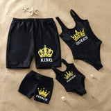 Family Matching Swimsuit Queen Princess Swimwear  Beachwear Mommy and me Swimsuit Beach Shorts For Kids Men
