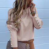 Fashion Women Long Sleeve Chain Pineapple Print Button Tops