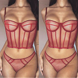 Women's 2Pcs Lace Sleepwear Sexy Babydoll Nightdress Lingerie Pajamas Nightwear