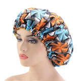 33cm Adjust Hair Styling Caps Print Large Sleep Fabric Hair Bonnet Satin Lined Sleep Cap Night Hat Ladies Hair Styling Tool