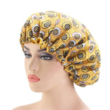 33cm Adjust Hair Styling Caps Print Large Sleep Fabric Hair Bonnet Satin Lined Sleep Cap Night Hat Ladies Hair Styling Tool