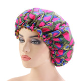 33cm Adjust Hair Styling Caps Print Large Sleep Fabric Hair Bonnet Satin Lined Sleep Cap Night Hat Ladies Hair Styling Tool