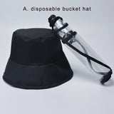 Adult Protective Face Shield Bucket Hat Transparent Face Cover Block Saliva Droplets Anti-spitting Fisherman Cotton Sun Cap