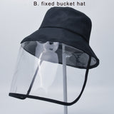 Adult Protective Face Shield Bucket Hat Transparent Face Cover Block Saliva Droplets Anti-spitting Fisherman Cotton Sun Cap