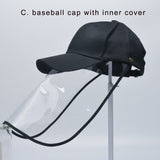 Adult Protective Face Shield Bucket Hat Transparent Face Cover Block Saliva Droplets Anti-spitting Fisherman Cotton Sun Cap