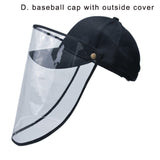 Adult Protective Face Shield Bucket Hat Transparent Face Cover Block Saliva Droplets Anti-spitting Fisherman Cotton Sun Cap