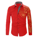 Gold Black Shirt Men New Slim Fit