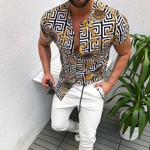 Men Gold chain Italian Shirt