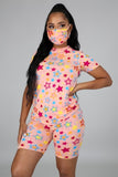Women Top Short & face mask Sets 3 Pieces set plus size