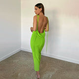 Backless Draped Maxi Dresses