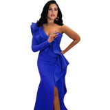 One Shoulder Long dress with ruffles